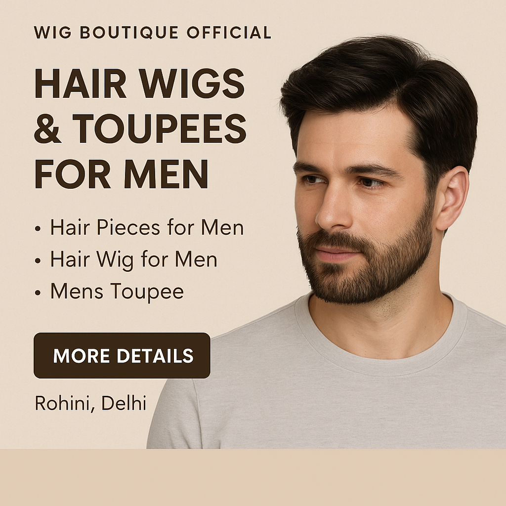 Realistic human hair wigs and toupees for men in Delhi