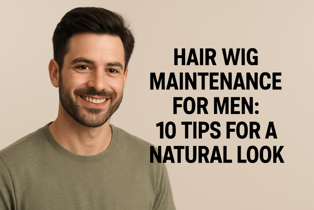 A man with a well-styled and natural-looking hair wig, highlighting the results of proper maintenance.