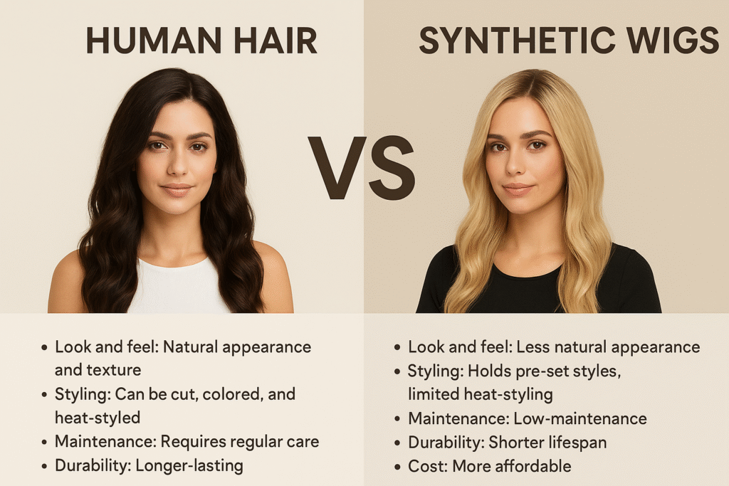 Human Hair vs Synthetic Wigs Comparison